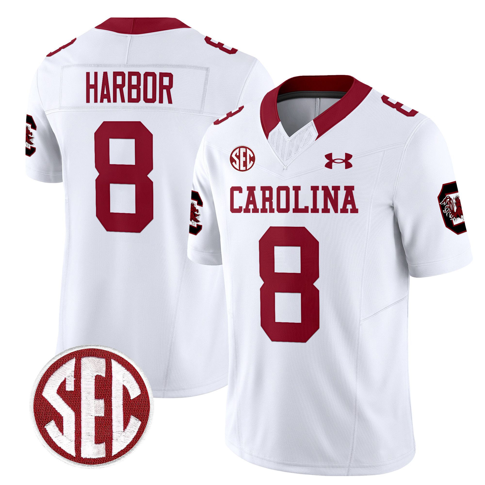 Men South Carolina Gamecocks #8 Harbor White 1980 Throwback Vapor Limited 2024 NCAA Jersey->customized nfl jersey->Custom Jersey